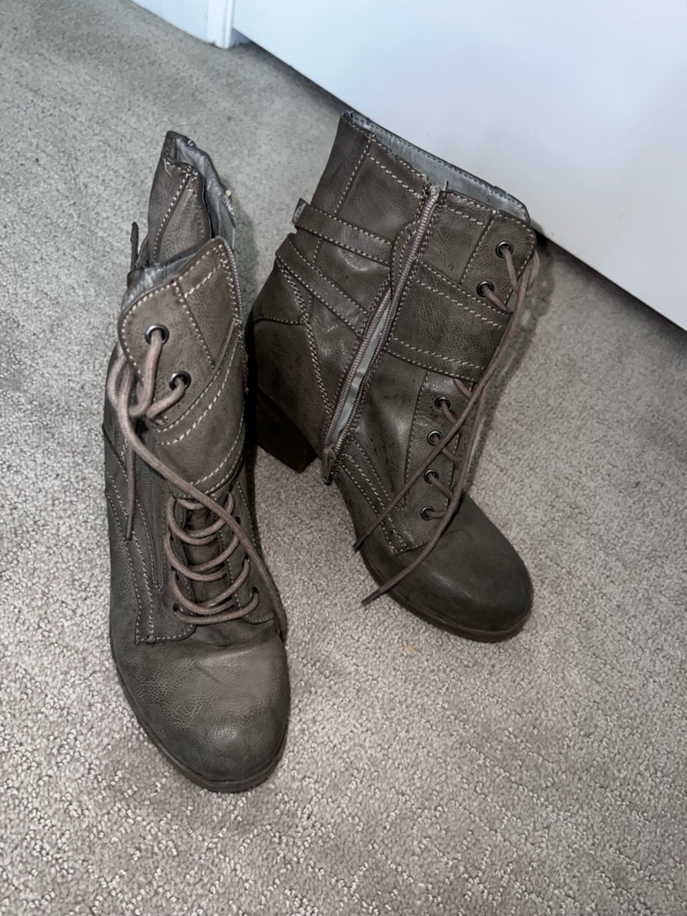 G by Guess Lace-Up Ankle Boots in Dark Brown